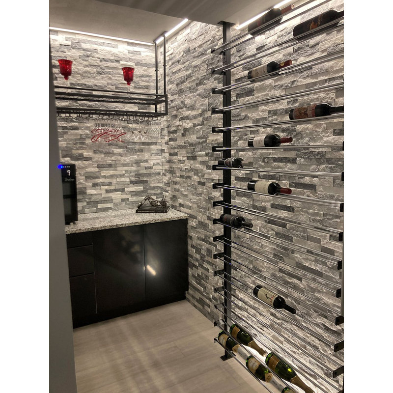 Thedford 6 Bottle Wall Mounted Wine Bottle Rack, Matte Black frames with Matte Black rods