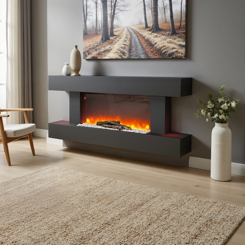 Brayden Studio 132cm W Black Electric Fireplace