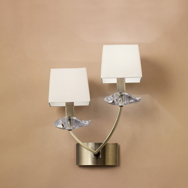 Armed Sconce, Antique Brass, White, Yes