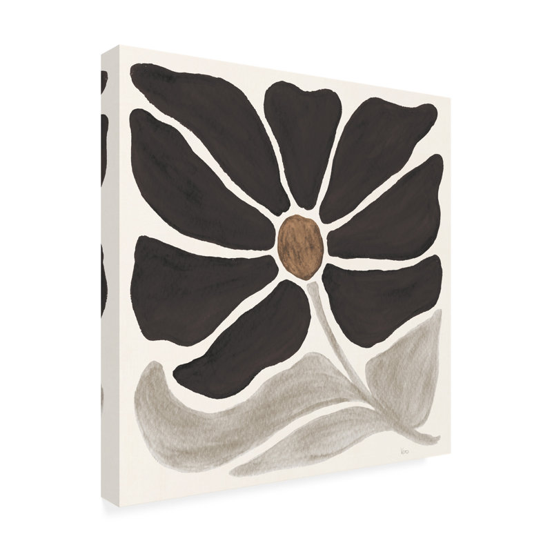  «Veronique Charron Modern Petals V», art mural sur toile neutre, Brun / beige, H 14 po x l 14 po