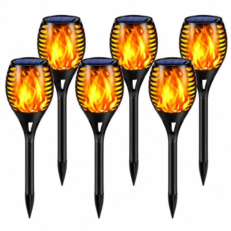 Lampes de poche solaires à flamme vacillante réaliste, éclairage d'accentuation pour allée de jardin extérieure