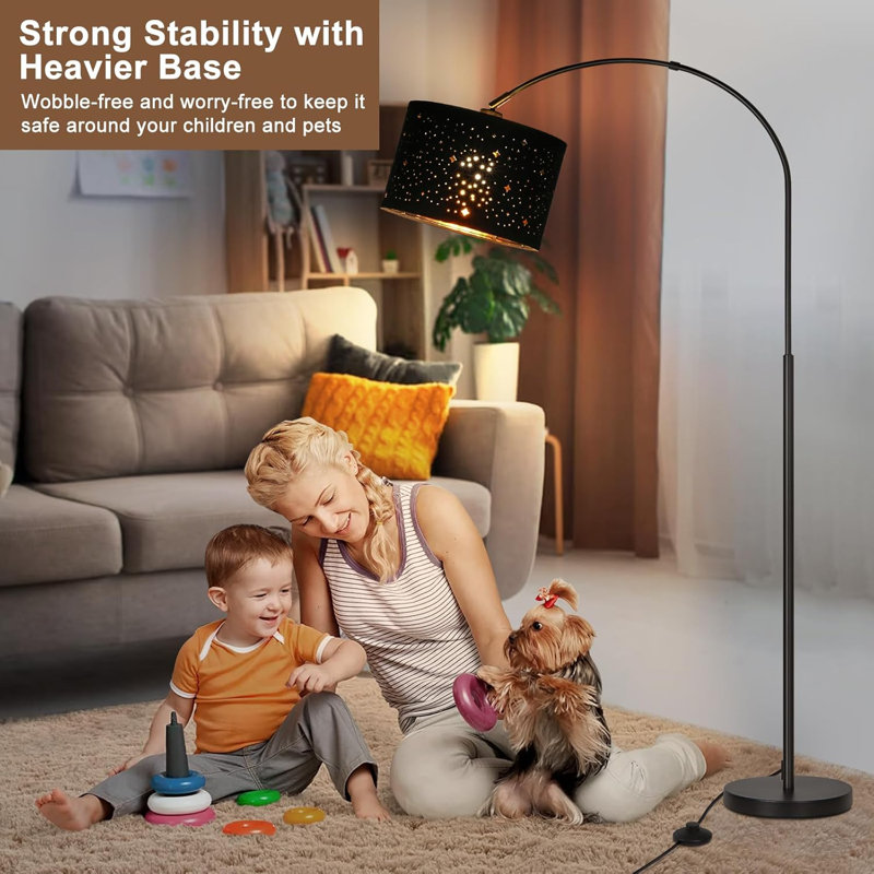 Modern Arc Floor Lamp With Adjustable Lampshade, Flexible Reading Light For Living Room, Bedroom, Office, Compatible With Smart Home Systems