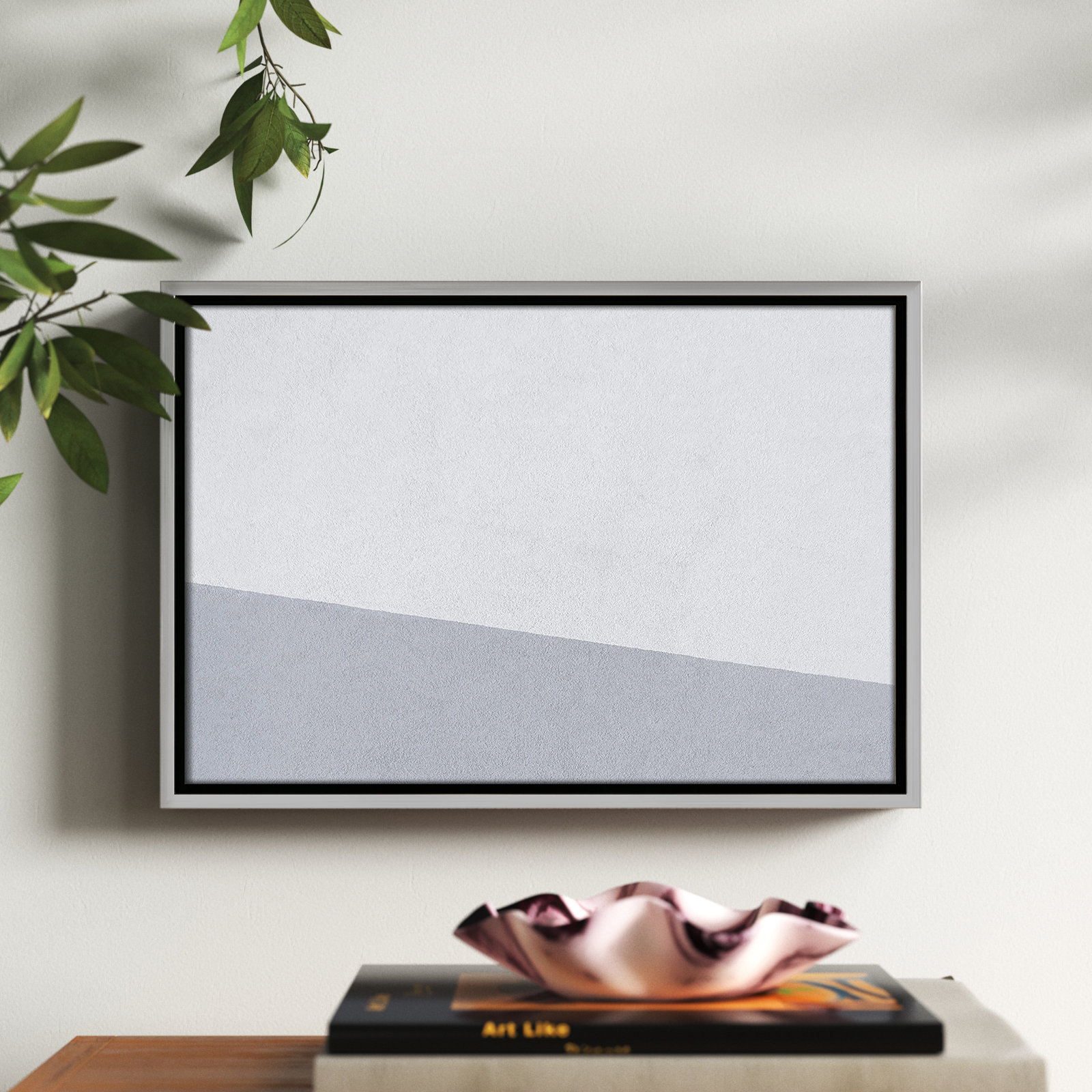 Dominic "Abstract Blues" Print, Silver Framed Canvas, 13.5" H x 19.5" W x 2" D