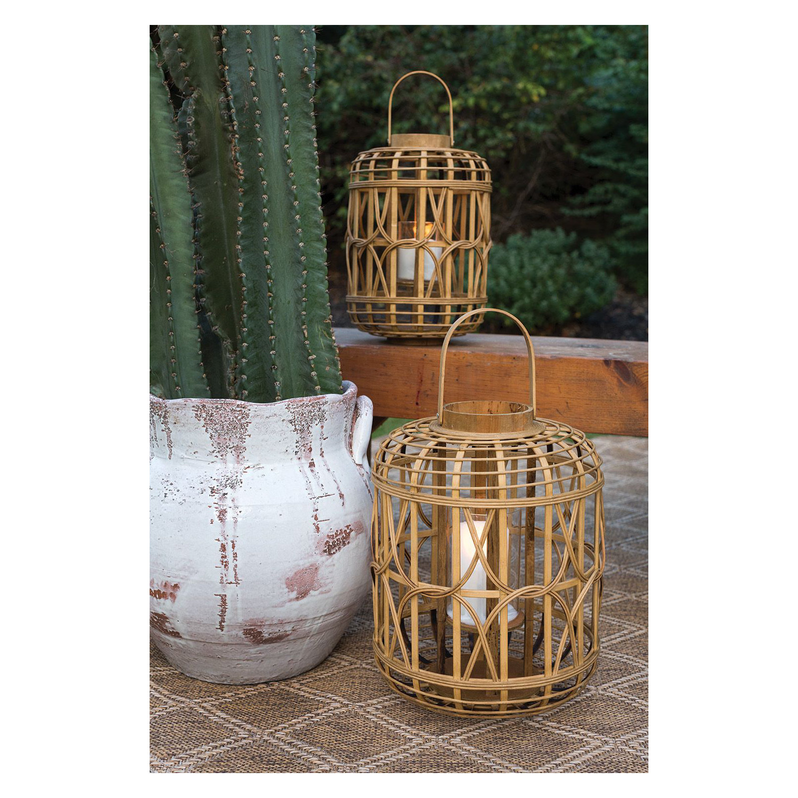 Latonia Wood Tabletop Lantern, 13" H x 9.75" W x 9.75" D