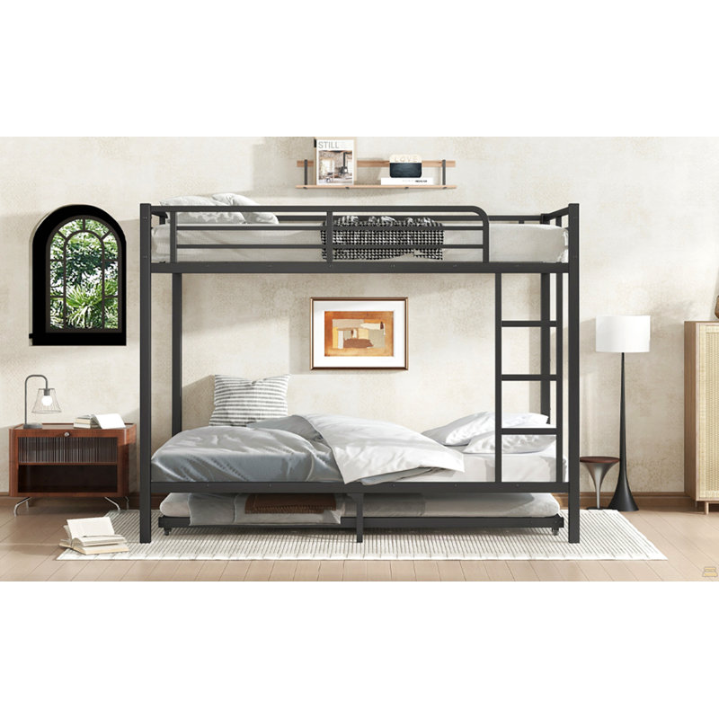 Lit superposé double au-dessus de double avec lit gigogne simple, Lit superposé double sur double
