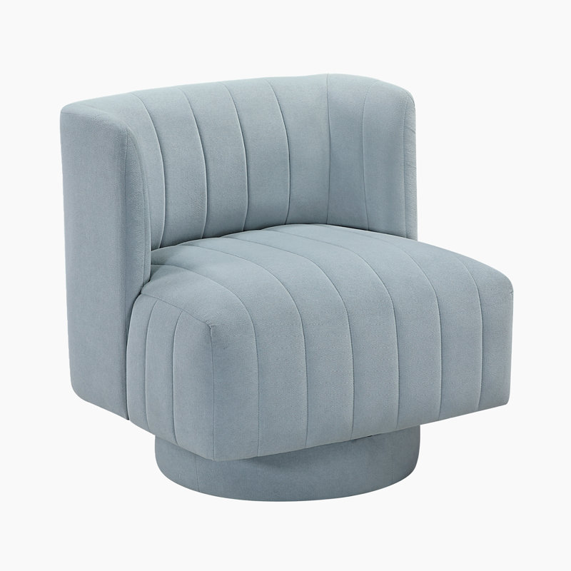 Ember 27.5" Modern & Contemporary Swivel Chair with Textured Fabric Upholstery, 360-Degree Swivel, Channel Tufted Details