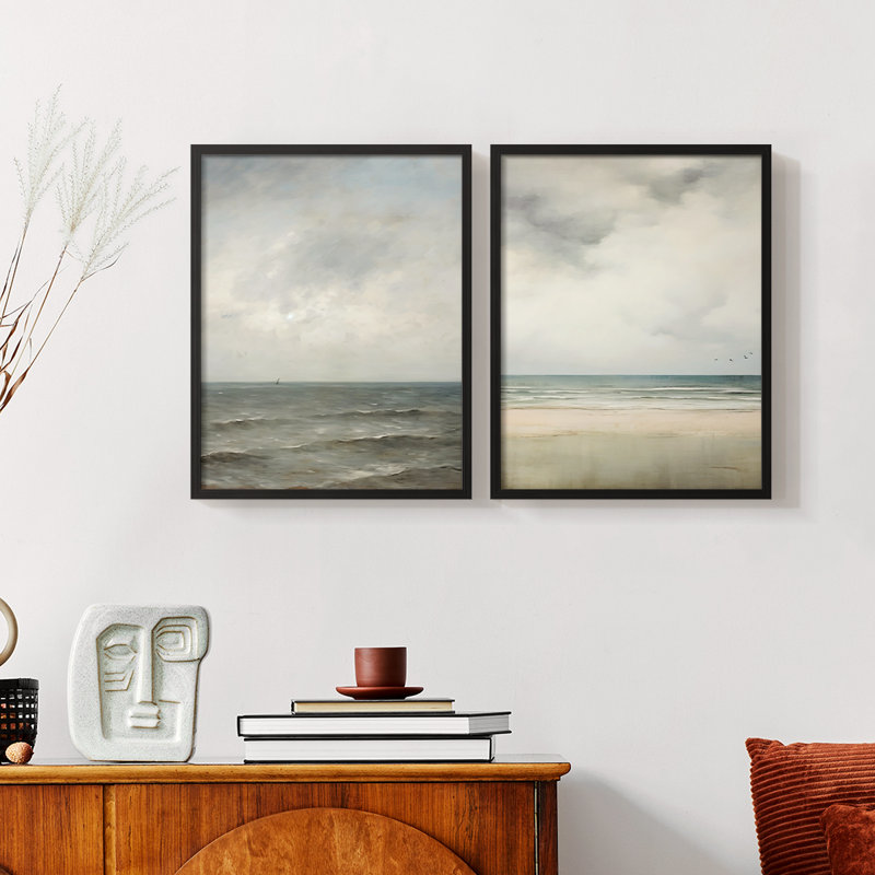 Vintage nAUTICAL V - impression giclée encadrée - ensemble de 2, Noir, noir, noir, noir, H 12 po x l 30 po