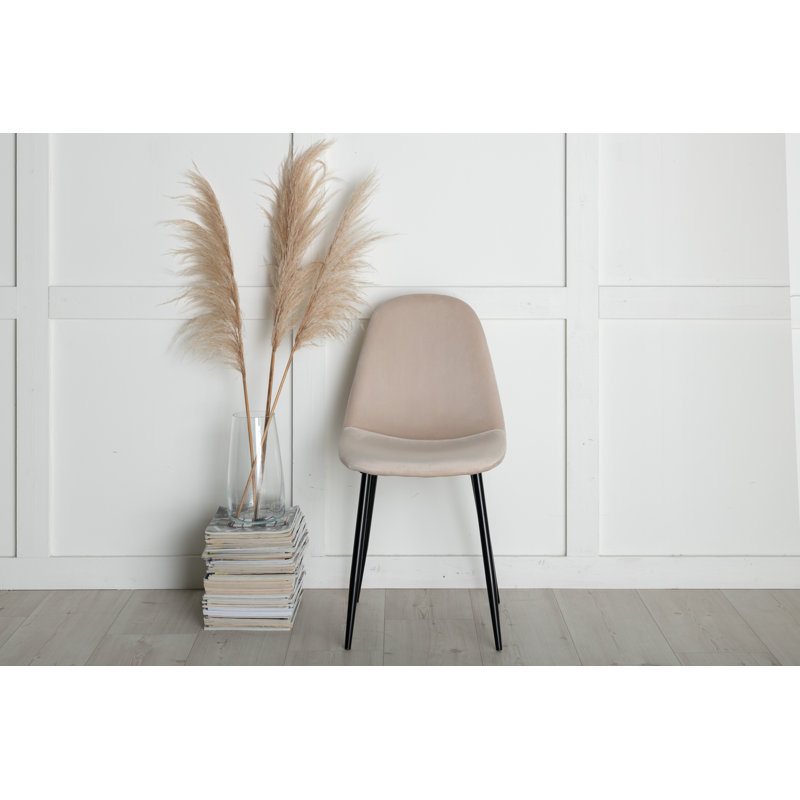 Mahler 48cm H Polyester Blend Upholstered Side Chair, Beige, Black
