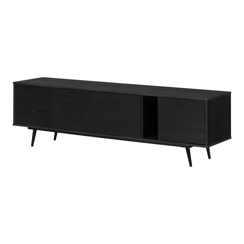 Meuble télé avec portes Mezzy, Noir