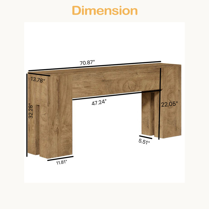 Table d'appoint rustique, console élégante en bois