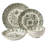 Bloomhouse – 2-Time Oprah’s Favorite Things  – Valencia Flor 16 Piece Dinnerware Set, Artisanal Decorated Stoneware Plates & Bowls, Service for 4, Fern Green-124071589