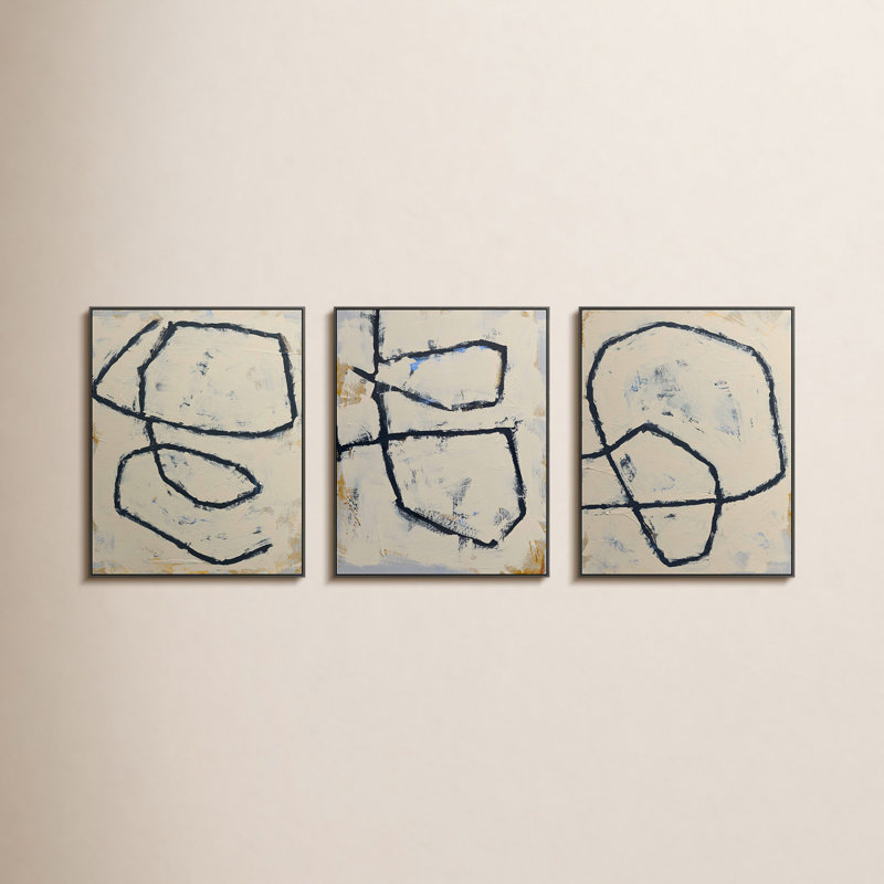 Twisted 4, 5, 6 by Jacques Pilon - 3 Piece Print Set, Black Framed Canvas, 30" H x 24" W x 1.25" D