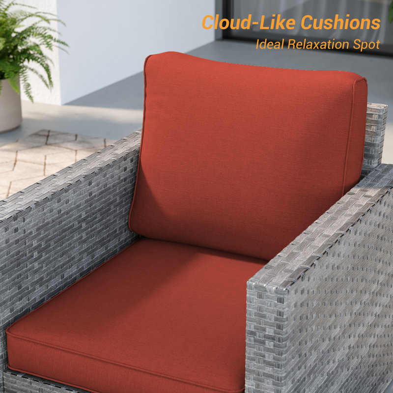 Konami 5-Piece PE Rattan Wicker Patio Conversation Set with Cushions & Ottomans, All-Weather Outdoor Furniture Set for Deck Backyard Garden