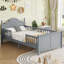 Lit plateforme simple en bois avec tête et pied de lit-298728361-298728359