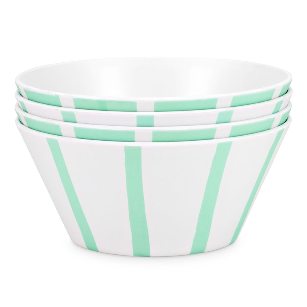 Thurlestone Set Of 4 Stripe Bowls - Stripe Mint