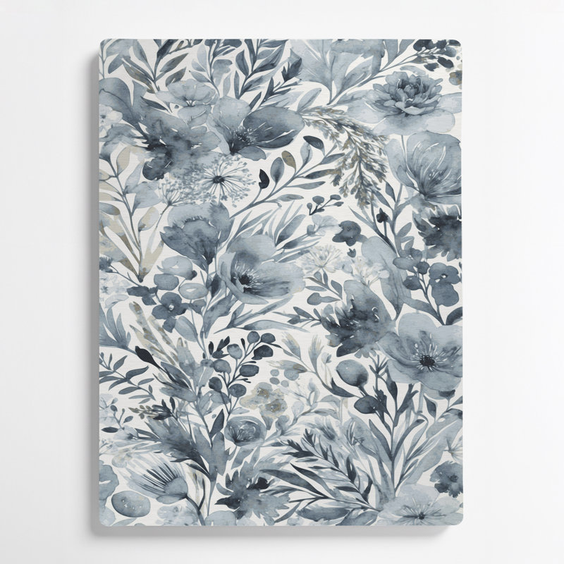 Art mural aquarelle floral bleu 69, H 10 po x l 8 po