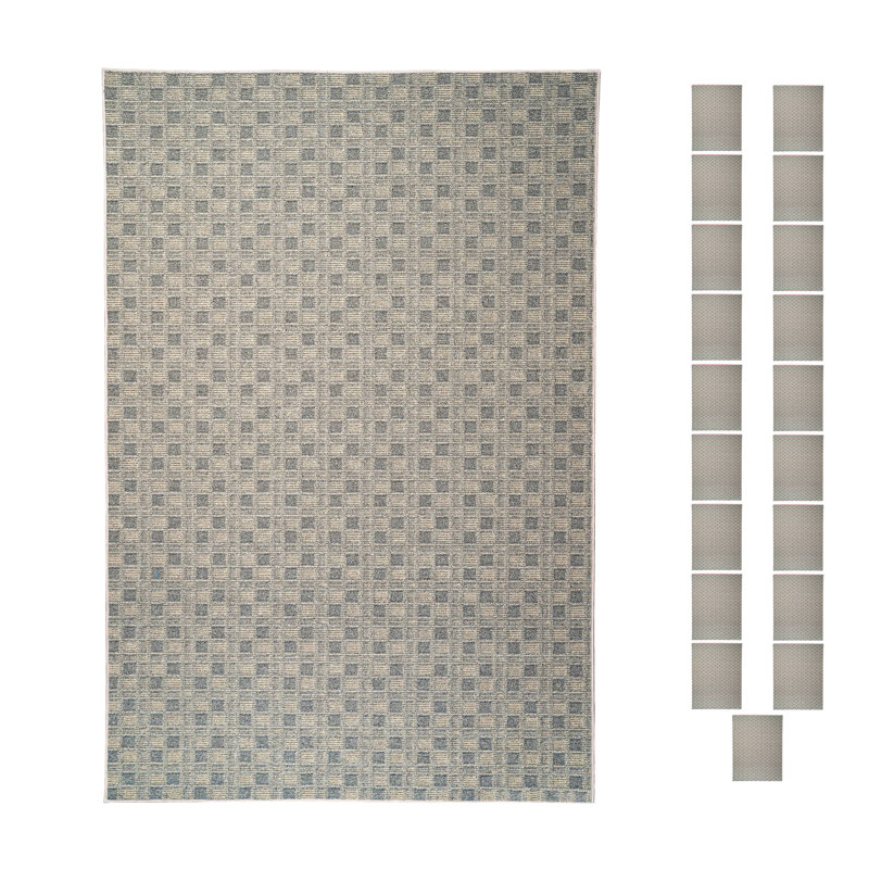 Ensemble de tapis intérieur / extérieur en polyester touffeté à la machine Krakow, Rectangle 2 pi x 4 pi