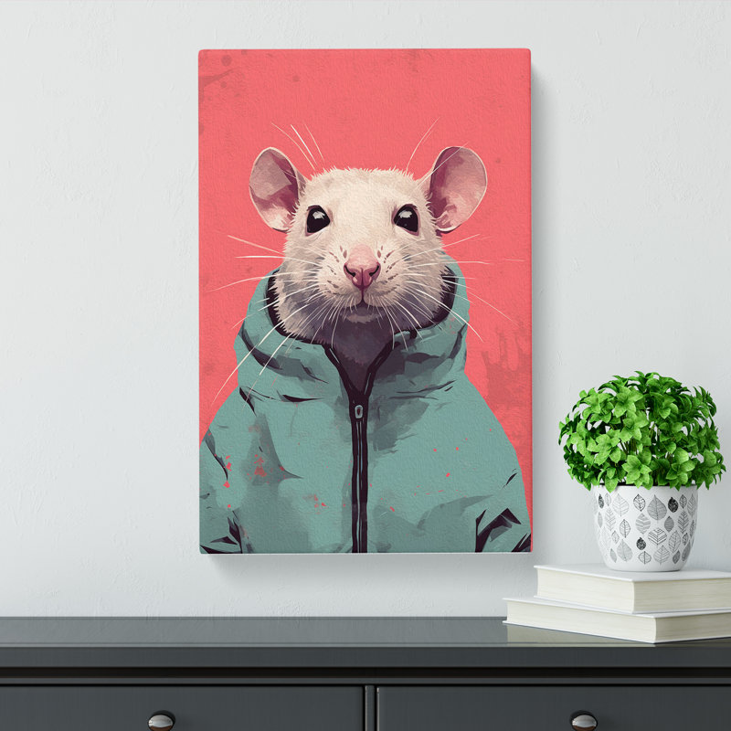 Rat Minimalism Art No.2 - Wrapped Canvas