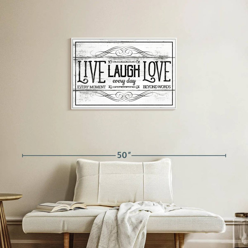 Live Laugh Love Everyday, Cadre flottant blanc, 46 po x 31 po