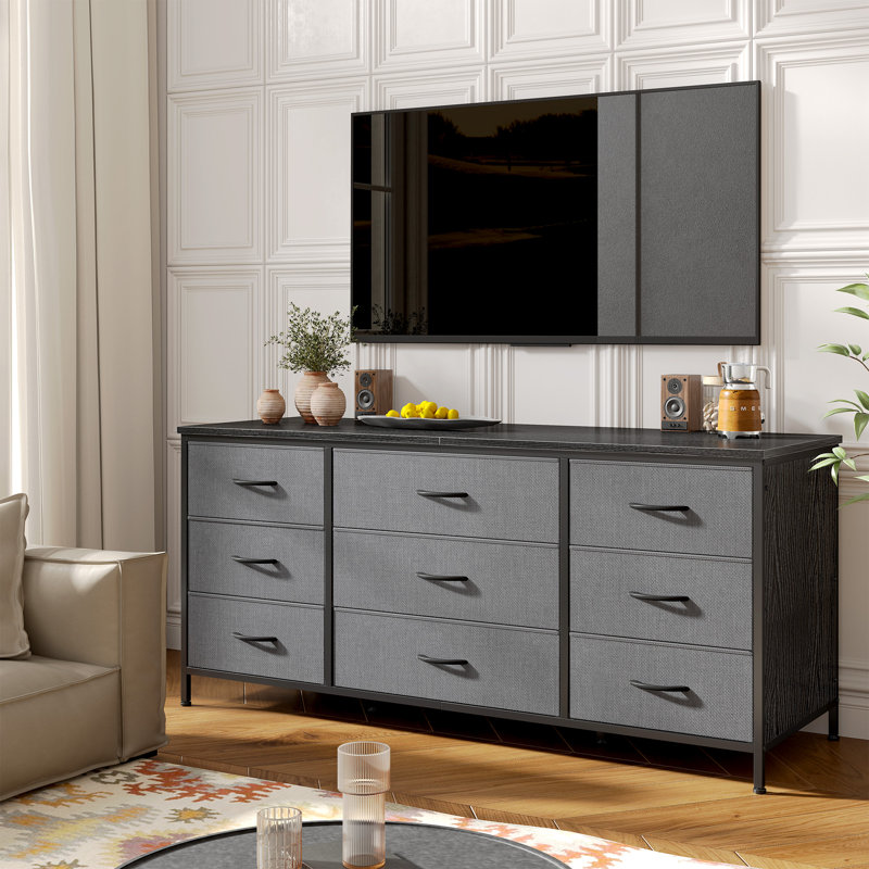 Meuble télé pour commode pour la chambre à coucher, commode longue, commode pour chambre à coucher de 47,2 po Bouchette, Gris