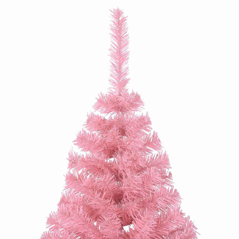 5.91' H Lighted Artificial Christmas Tree, Pink, 180 cm, with 120 Lilac Balls