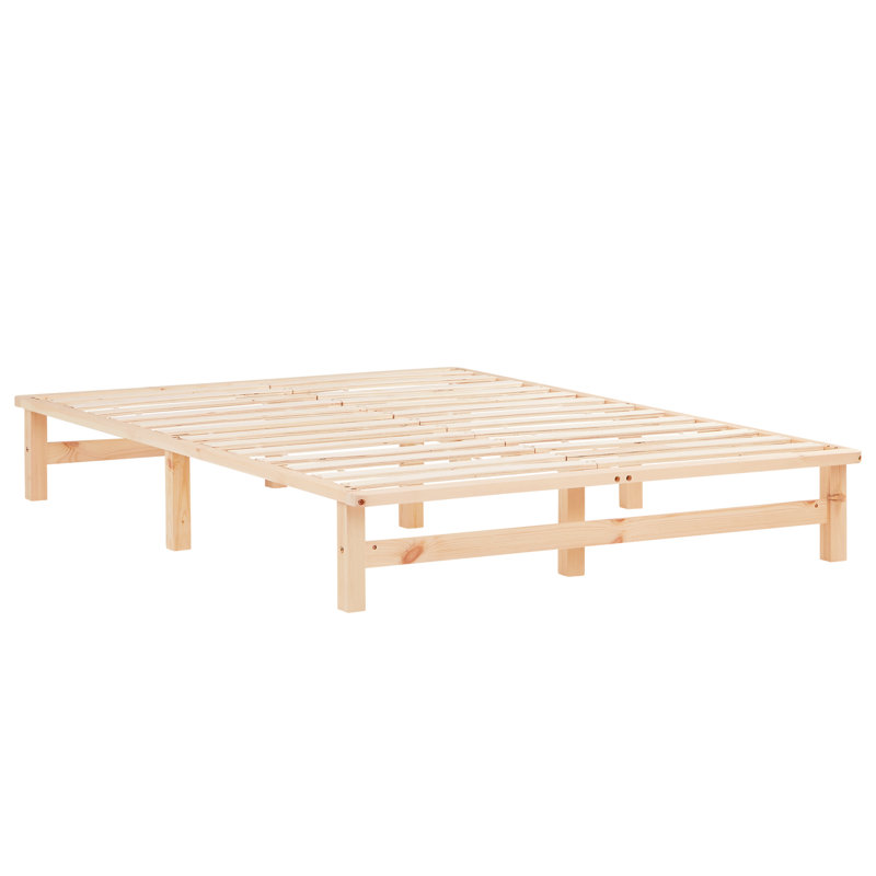 August Solid Wood Storage Bed, 140 x 200cm, Natural Brown