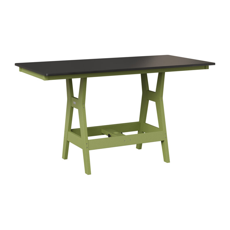 Table de bar rectangulaire 66 po Berlin Gardens Harbor, Vert kiwi, Noir martelé, H 38,87 po x l 66 po x P 33 po