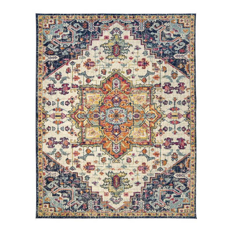 Tapis médaillon oriental multicolore Elyse Tyrella, Rectangle 5 pi 3 po x 7 pi