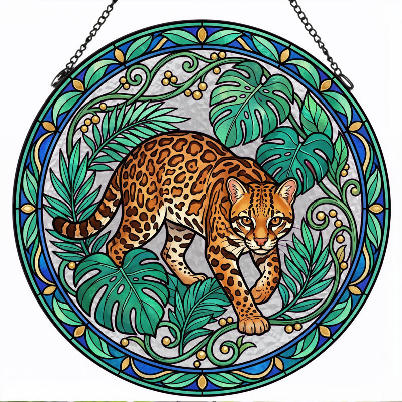 Vitrail Leopard Jungle, H 7,8 po