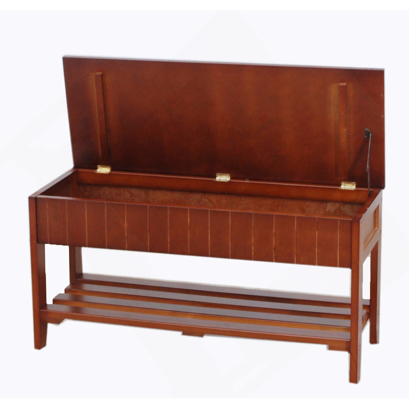 Quality Solid Wood Shoe Bench With Storage, Cherry