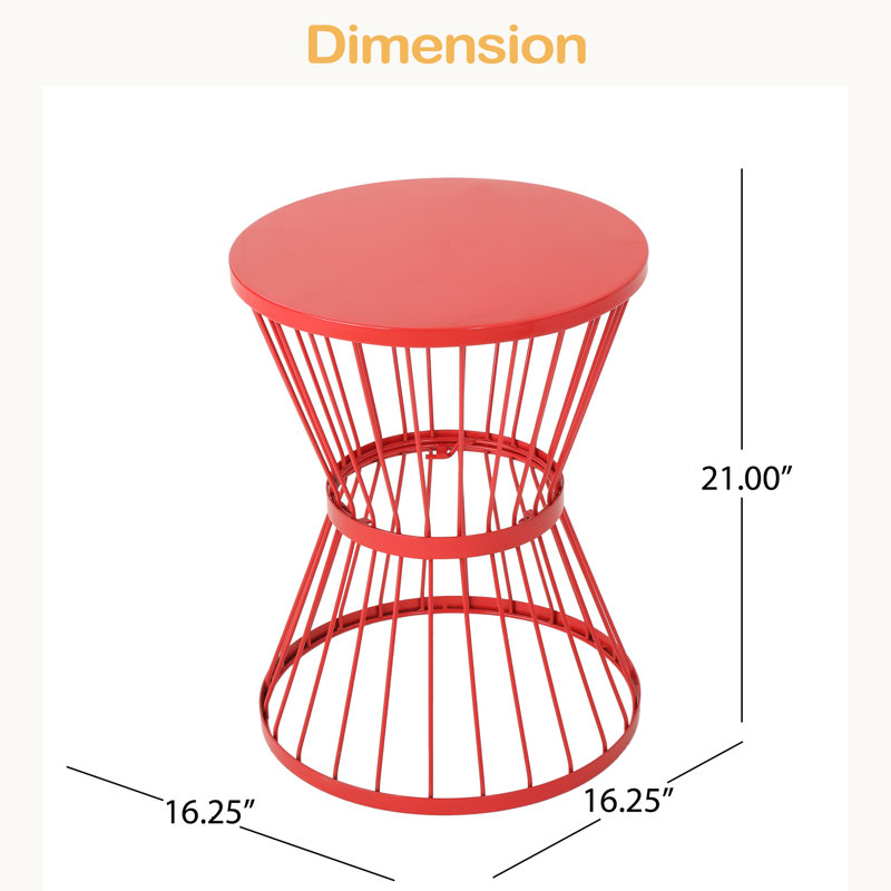 Table d'appoint en acier inoxydable 16 po, structure robuste, Red