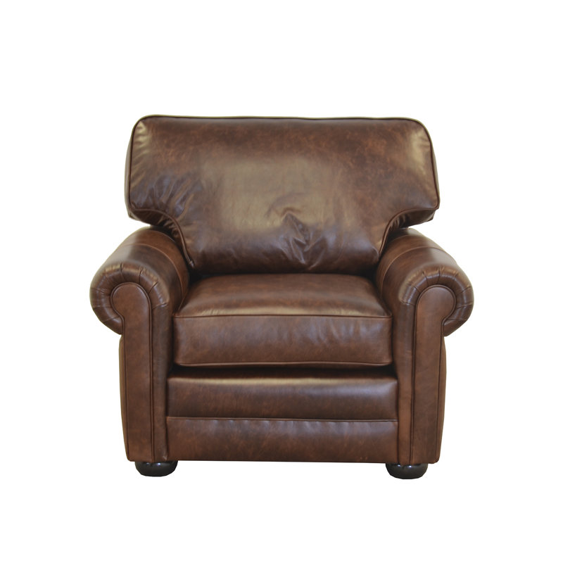 Fauteuil club Suneeta, Cuir véritable noyer Berkshire