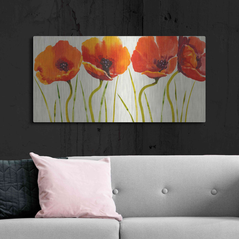 Art mural en métal «Row of Tulips II» par Tim O'Toole, H 24 po x l 48 po