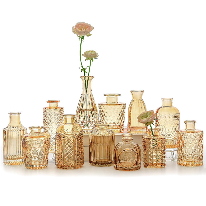 Ensemble de 12 vases Bud, Or ambre