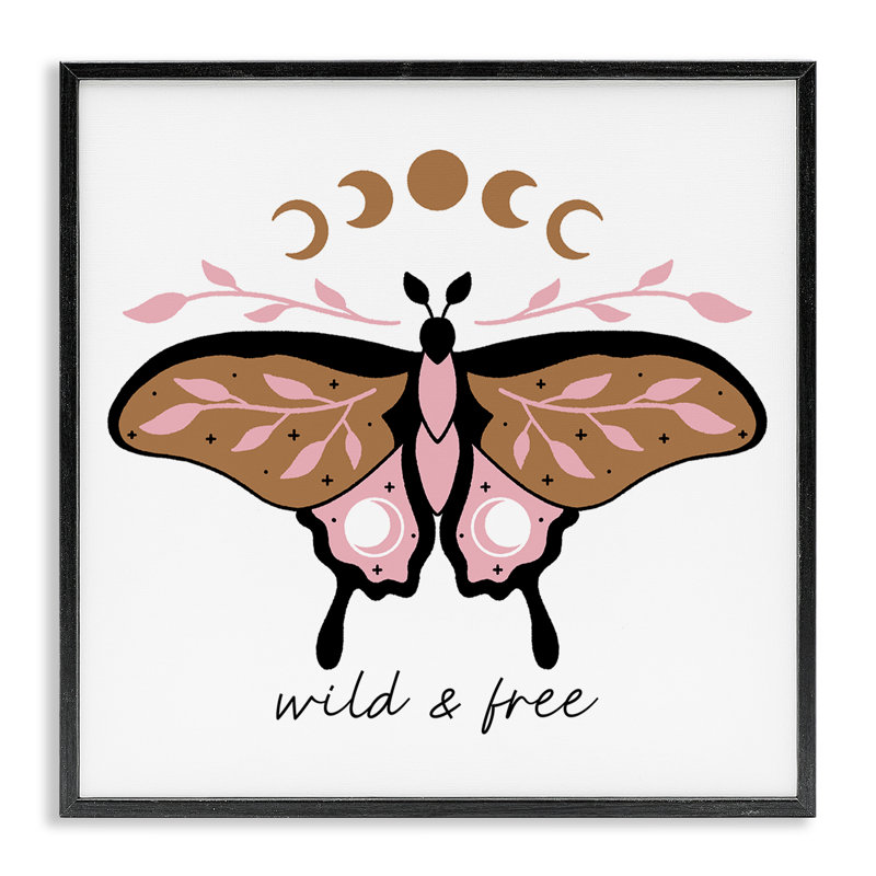 «Wild & Free Moth», art de la giclée encadrée par Ahmed Idah Hussein, Giclée encadrée noir minuit, H 17 po x l 17 po