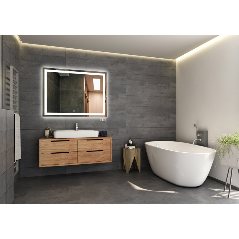 Flyte Rectangular LED Mirror with Defogger, Adjustable Light Temperature, Dimmer, and Smart Memory, 34" x 40"