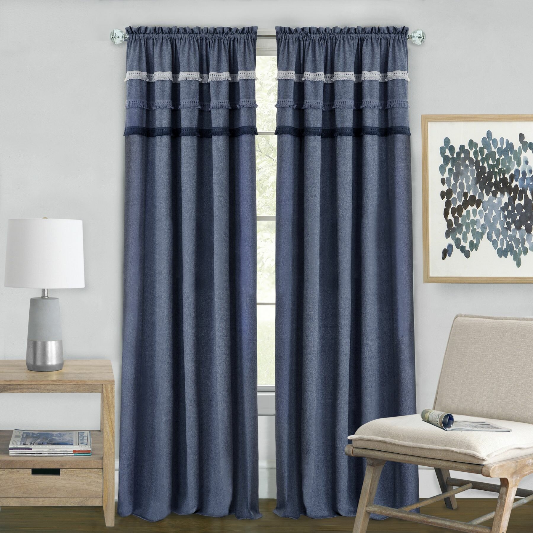 Dakota Fields Samuels Cotton Blend Semi-Sheer Curtain Panel | Wayfair