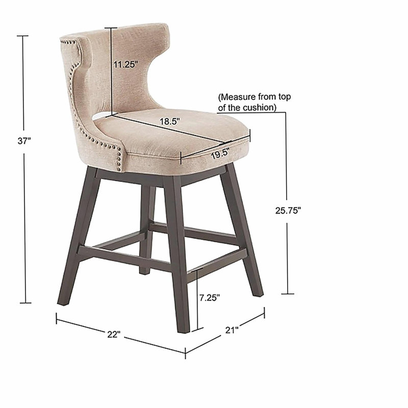 Tabouret tournant 25,75 ", Beige, Marron foncé