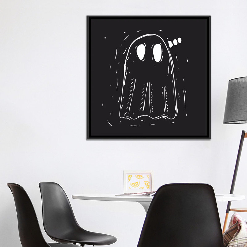 «Spooky Cut Ghost», impression sur toile tendue, H 18 po x l 18 po x P 1,5 po, Toile encadrée noire, Pas de tapis