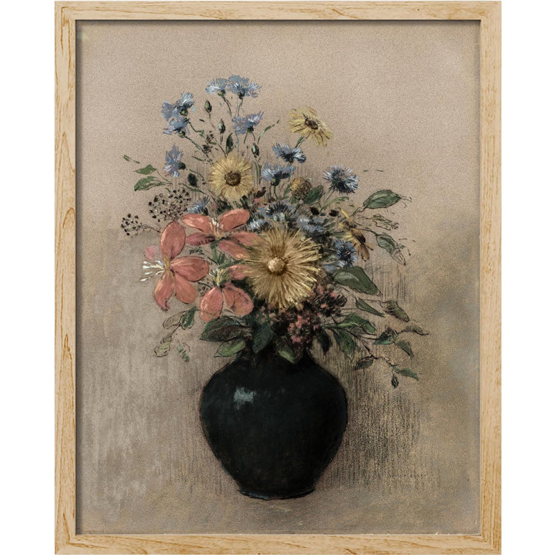 " Multicolor Flowers In Vase Wall Art Floral Botanical Prints Decor For Living Room Bedroom ", 14" H x 11" W x 0.75" D