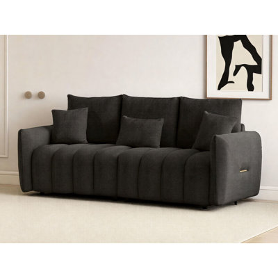 Canapé en peluche de 80,7 pouces de qualité supérieure, conception à 3 places avec 3 coussins de dossier et 3 coussins de dossier, structure en bois massif et chaise rembourrée surdimensionnée, convenant au salon, à la chambre à coucher, à l’appartement et au bureau