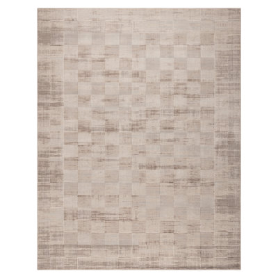 Tapis d'intérieur à carreaux à motif texturé géométrique moderne beige et crème à motif géométrique beige et beige