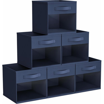 6-Pack Foldable Storage Cube Bins With Clear View Window & Handles, Fabric Organizer Boxes For Closet, Shelf, Nursery, And Home Organization