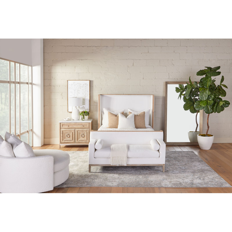 Commode combinée 1 tiroir en bois massif l 36,75 po Fitz, Gris naturel