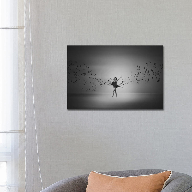 Ballerina Flight of Birds 1 Piece Wall Art on Canvas, 45.72cm H x 66.04cm W x 1.91cm D, Wrapped Canvas