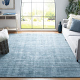 Abbie-Jo Hand Loomed Viscose/Cotton/Wool Solid Color Rug in Teal/Blue