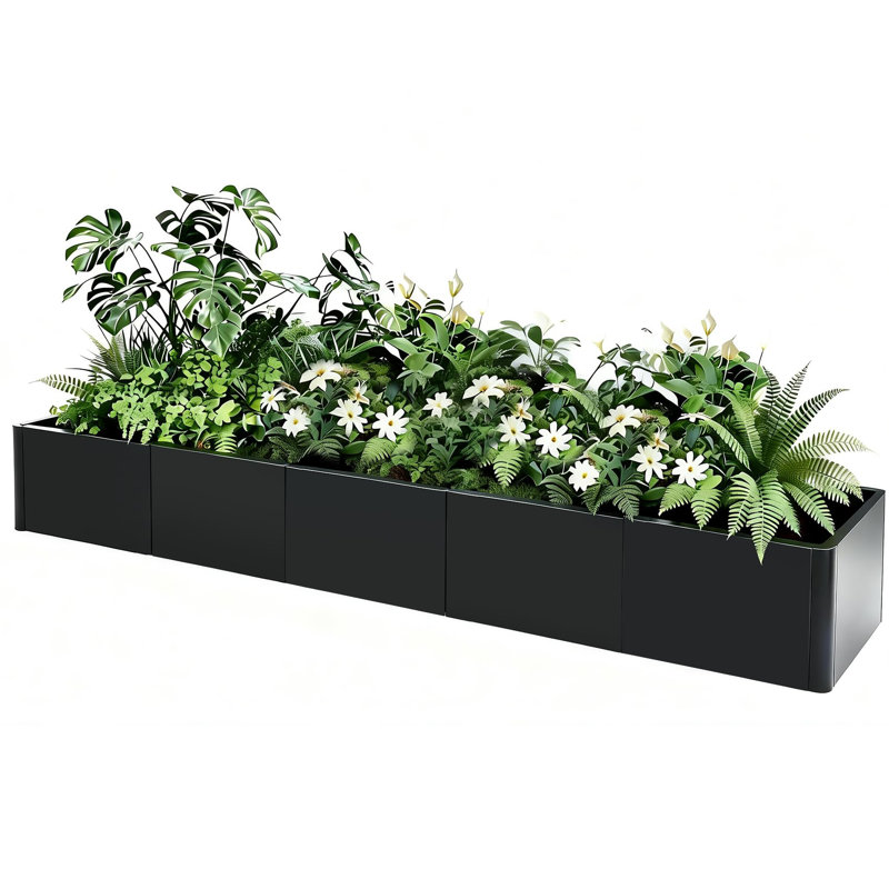 70x20 Metal Planter Box with Rounded Corners, Heavy Duty Steel Raised Garden Bed for Patio Garden