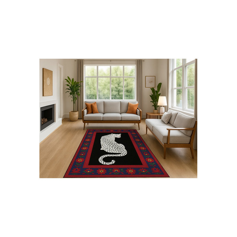 Tapis tissé à motif de tigre rouge Mosso, 2'6" x 4'11"