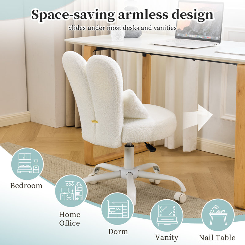 Fauteuil de bureau réglable en tissu, Blanc