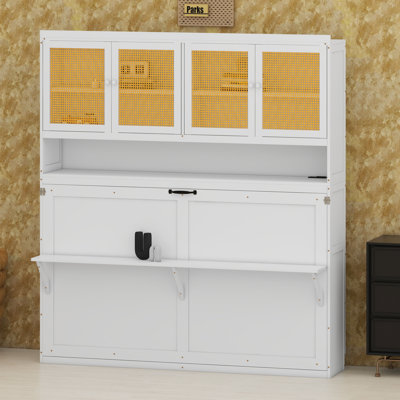 Lit escamotable peu encombrant avec armoire supérieure, éclairage intégré et ports USB